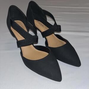 Solanz Neal Black Nubuck Pumps Size 10 M Cushion Pointed Toe Formal Holiday